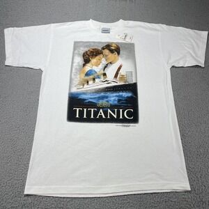 Vintage Titanic Movie Graphic Shirt Mens Large White Stanley Desantis USA 90s